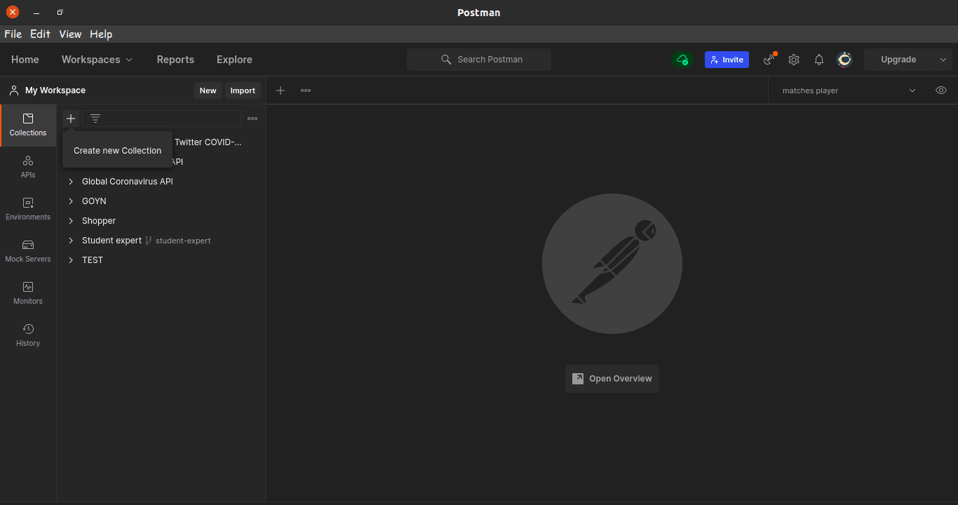 Create new collection - postman