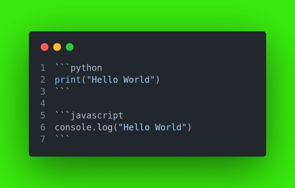 Markdown code syntax