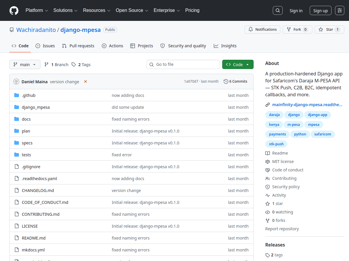 Wachiradanito/django-mpesa (mainfinity-django-mpesa) repository