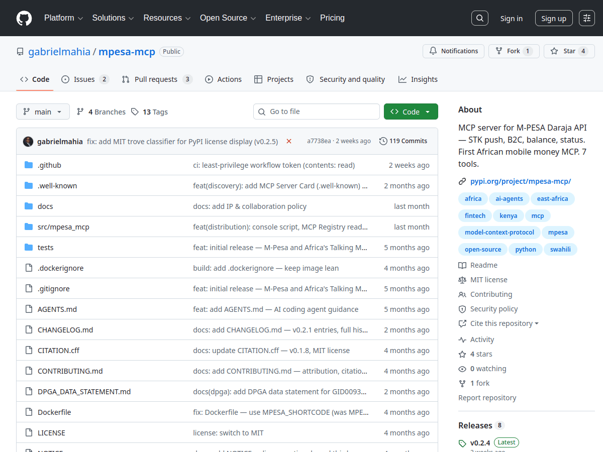 gabrielmahia/mpesa-mcp repository on GitHub