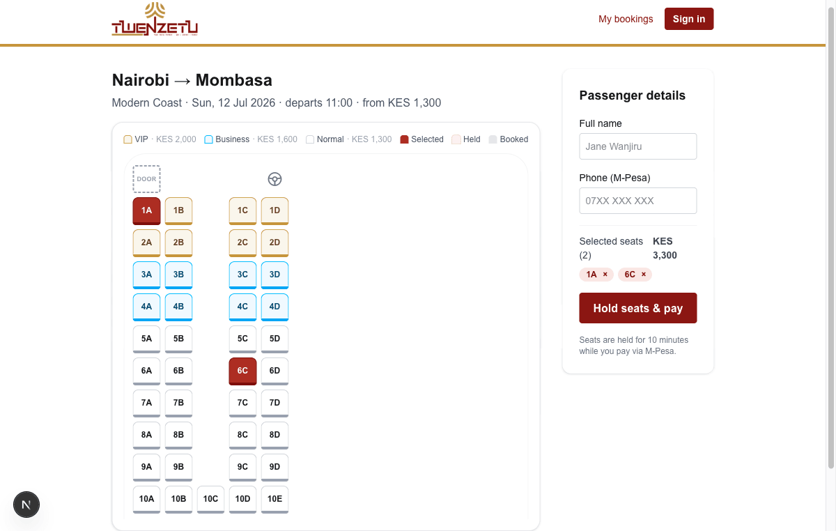 Building Twenzetu: A Multi-Tenant Bus Marketplace for East Africa